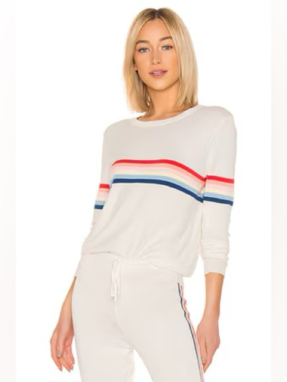 NWOT Spiritual Gangster x Madeleine Thompson Rainbow Stripe Knit Sweater - Picture 4 of 16